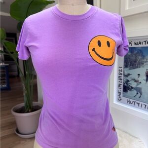 Kids Aviator Nation tee Neon Purple w/ Smiley Face
